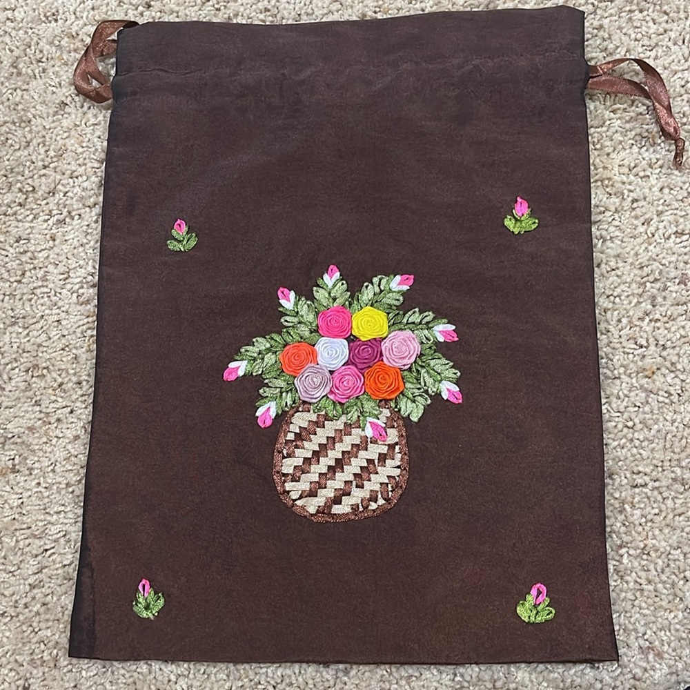 Hand Embroidered Drawstring Bag - image 2